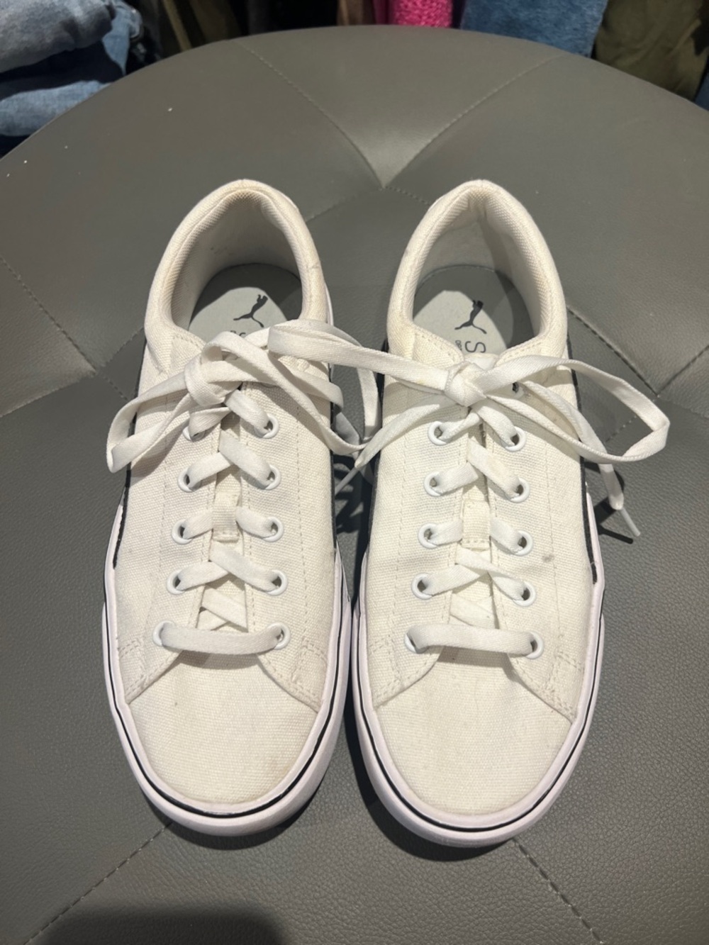 Puma Off-White Low-Top Canvas Sneakers